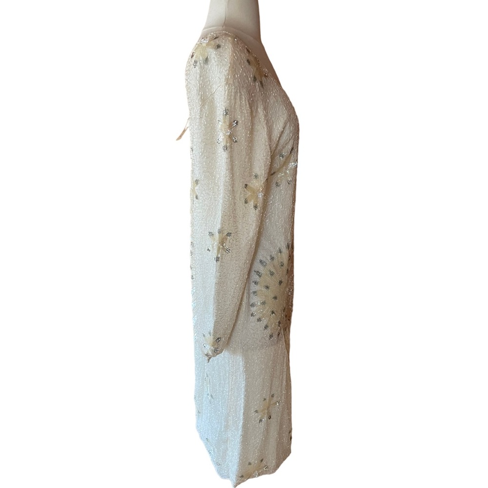 NWT Vintage‎ Jewel Queen 100% Silk, Handmade, Beaded & Sequin, V-Neck Gown - Picture 7 of 13